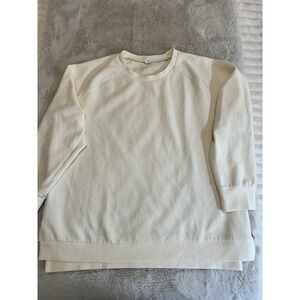 Anrabess Women's XXL  Cream V Sweater with zippers on the sides